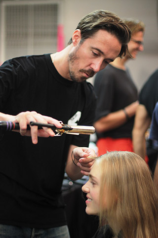  THEYSKENS THEORY | NEW YORK FASHION WEEK | SPRING/SUMMER 2015  Key Hair: Paul Hanlon. Oribe Hair Care Team. Kien Hoang for Oribe Hair Care.  Photo courtesy of Oribe.com 