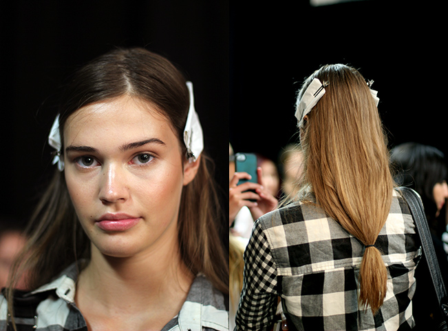  THEYSKENS THEORY | NEW YORK FASHION WEEK | SPRING/SUMMER 2015  Key Hair: Paul Hanlon. Oribe Hair Care Team. Kien Hoang for Oribe Hair Care.  Photo courtesy of Oribe.com 