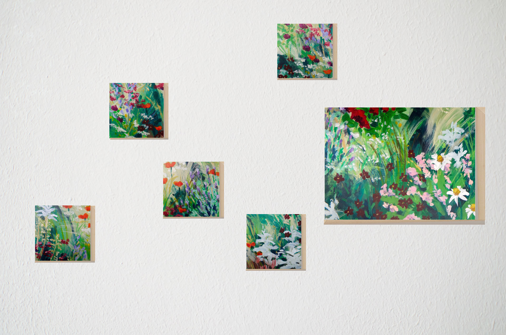 "Wandering Meadow #1" Acrylic on 6 wood panels, 2015. SOLD