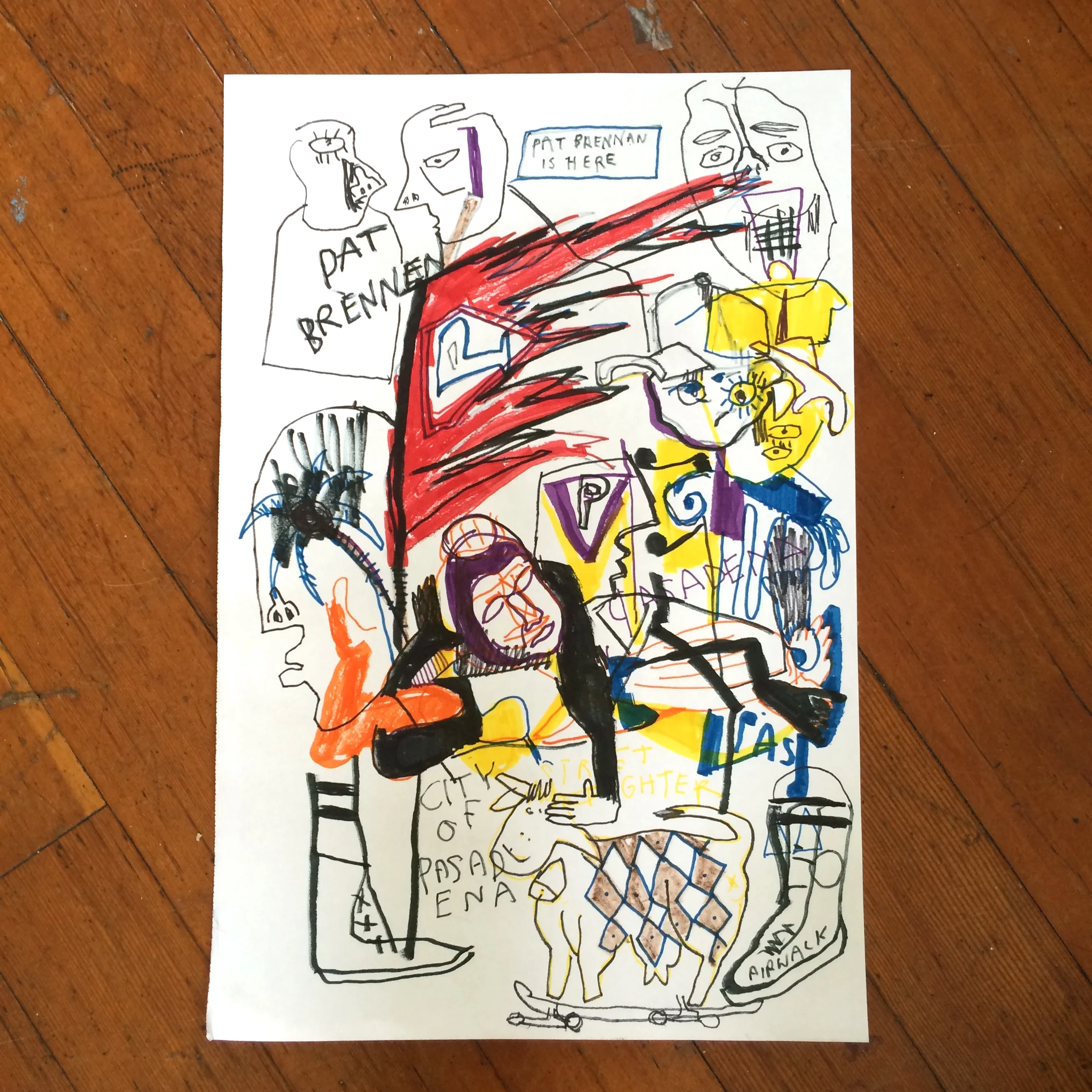 Gino Perez, Untitled (Pat Brennen #2), 2002, marker on paper, 18 x 12 inches, $150