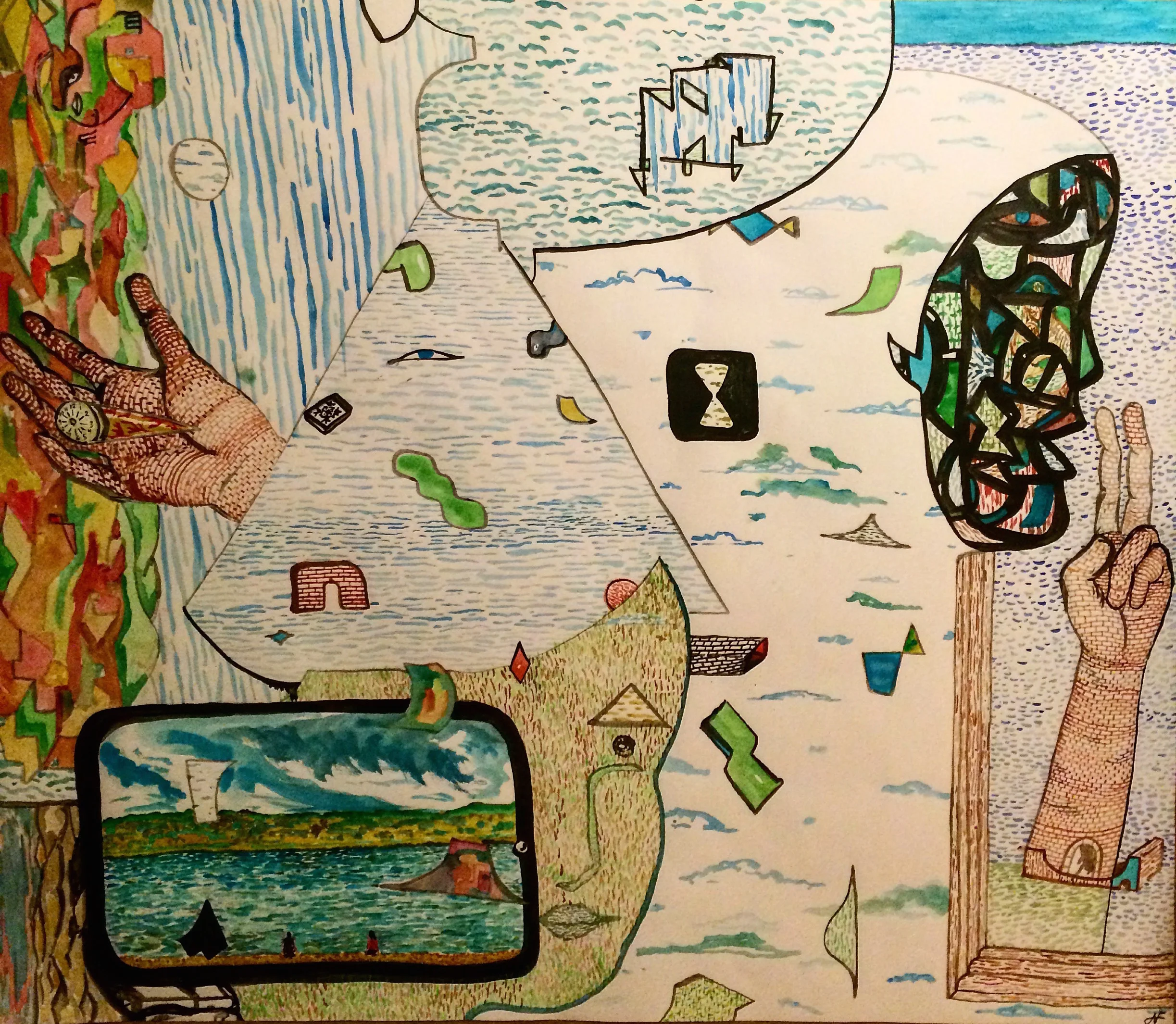 ALEX FATEMI Bullet Of Time, 2015 Acylic and watercolor on paper 22 x 24 inches $220