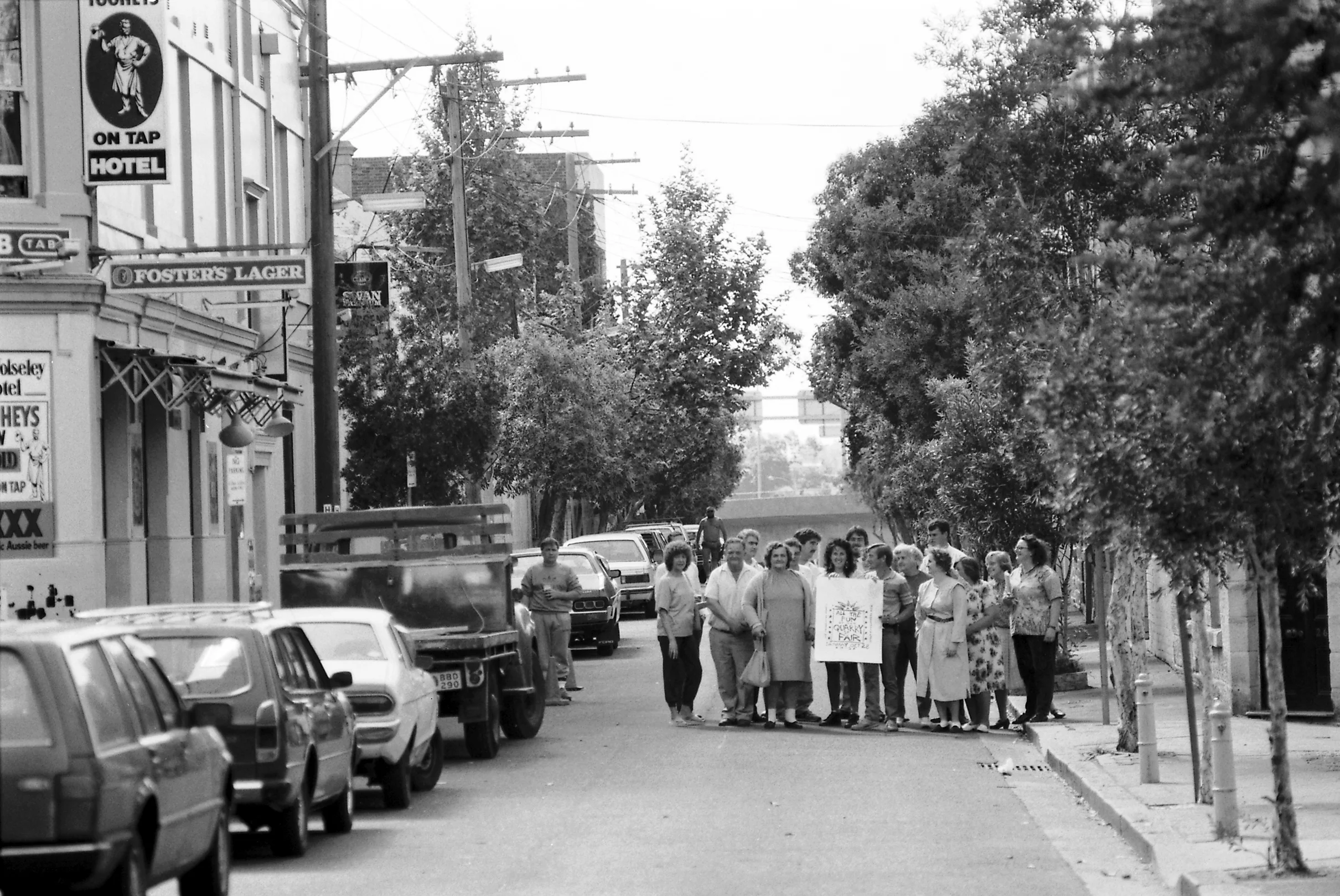 Locals supporting the Quarry St Fair in 1989