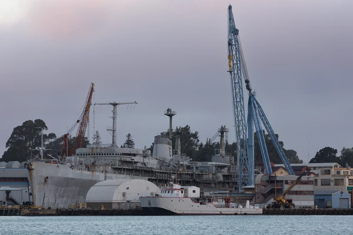 Looking towards Mare Island, from Vallejo, at the dry dock 
