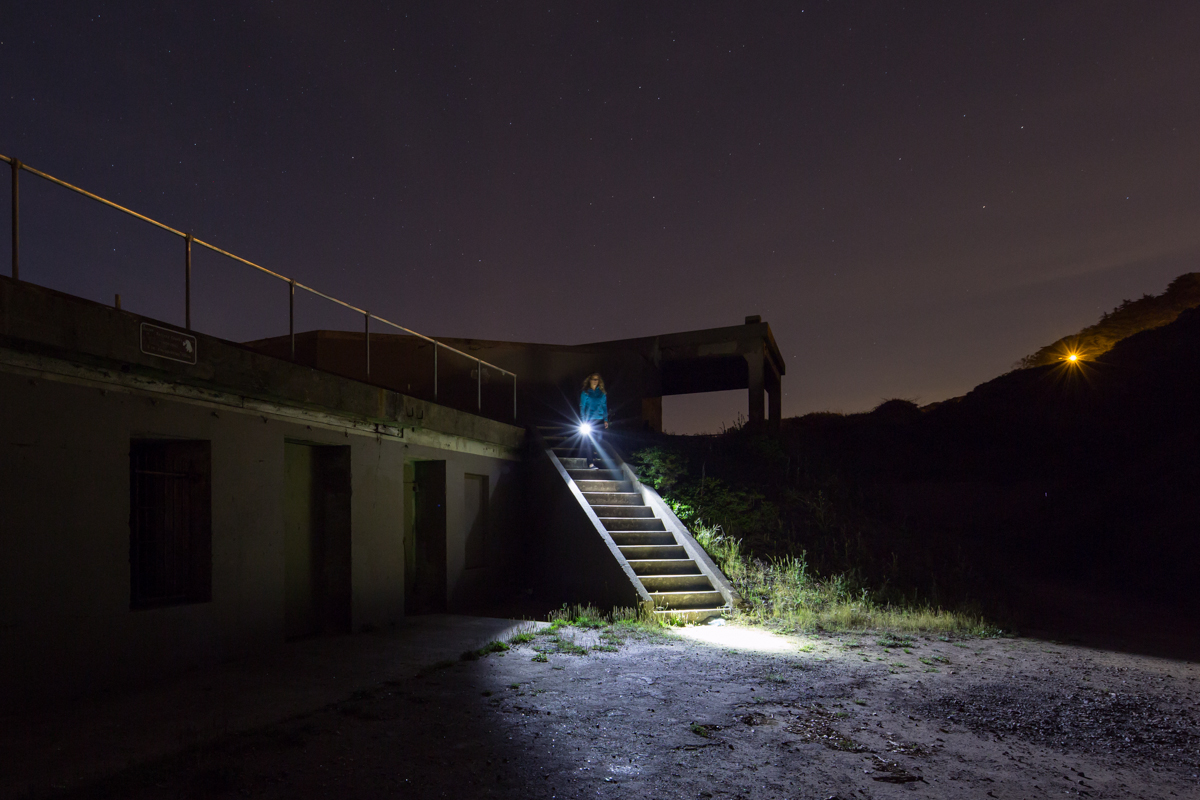 Battery Godfrey, San Francisco 15 seconds, f/8 @ ISO 1600 - Flashlight remained on for the duration of the exposure