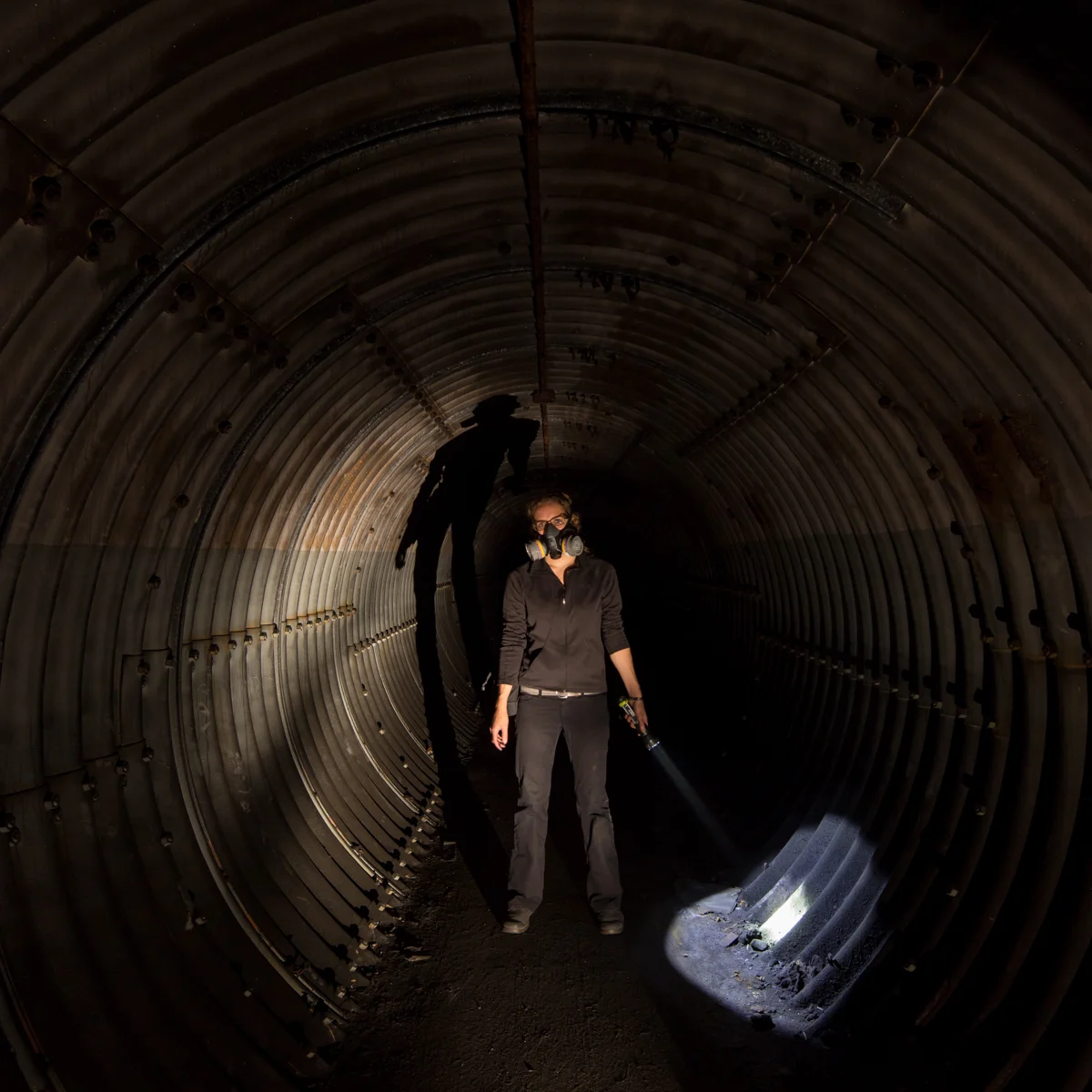 Titan I Missile Base tunnel, pitch dark 2 seconds, f/7.1 @ ISO 800 - Flashlight (in my hand) remained on during the exposure