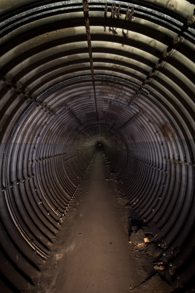 Titan I Missile Base tunnel, pitch dark 55 seconds, f/11 @ ISO 200 - Flashlight was used to 'light paint' tunnel for approximately 45 seconds. 