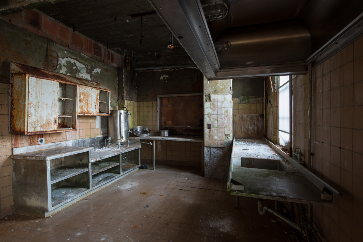 Kitchen inside the Wingdale patient wards at the former Harlem State Hospital in New York. 