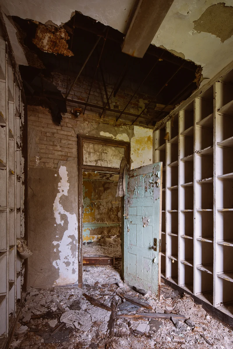Storage closet in the female wards at Greystone Park Psychiatric Hospital in New Jersey.