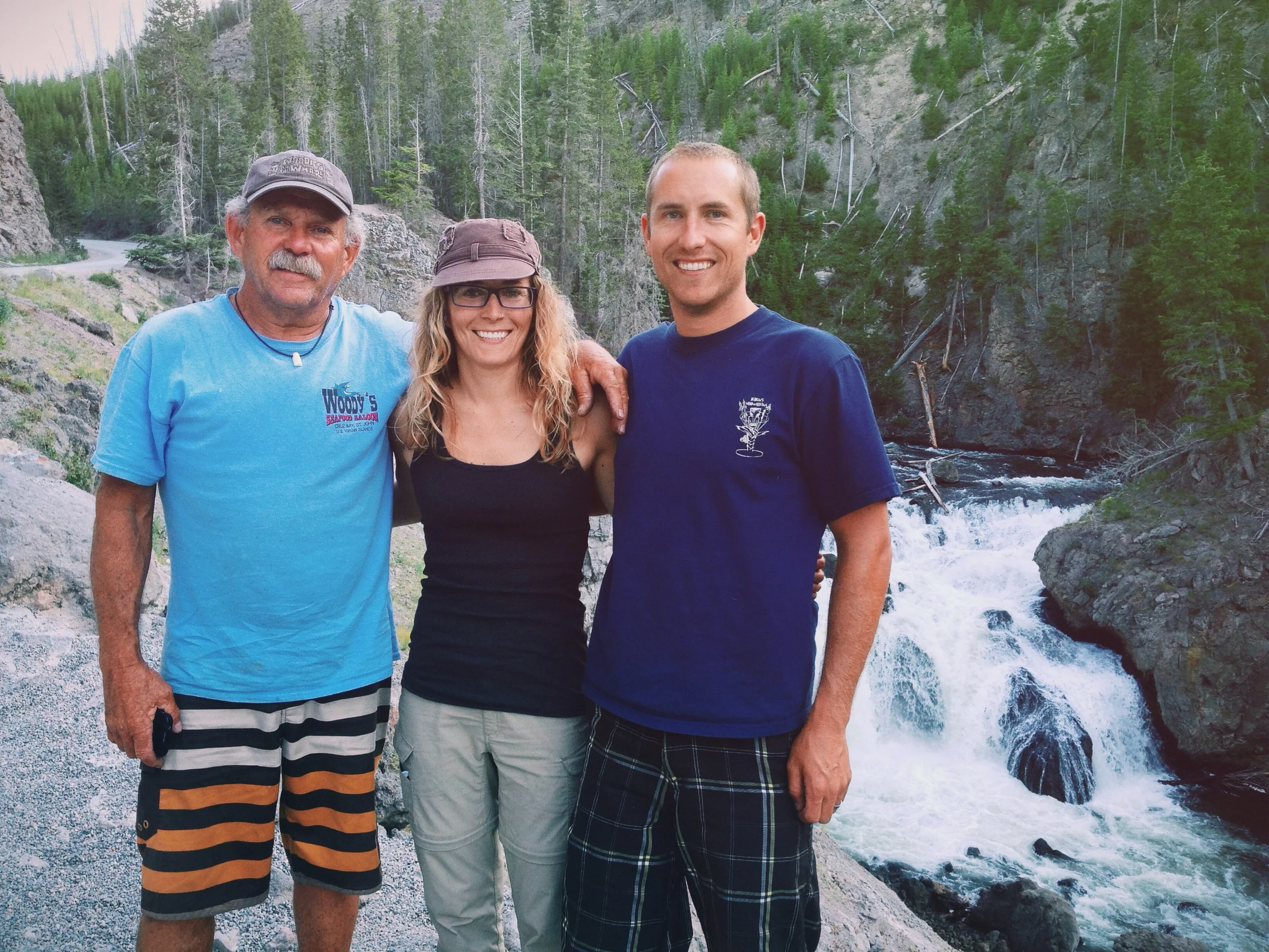 With my Dad and brother at Firehole Falls