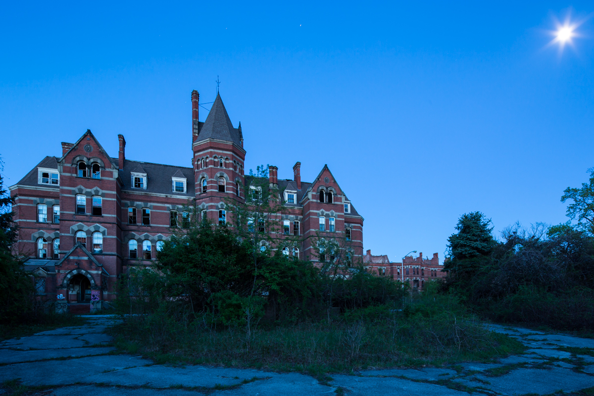 Taken during blue hour on a full moon evening.