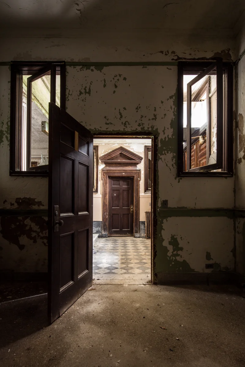 Taken inside the reception lobby of the Jones Building of Central State Hospital in Georgia.