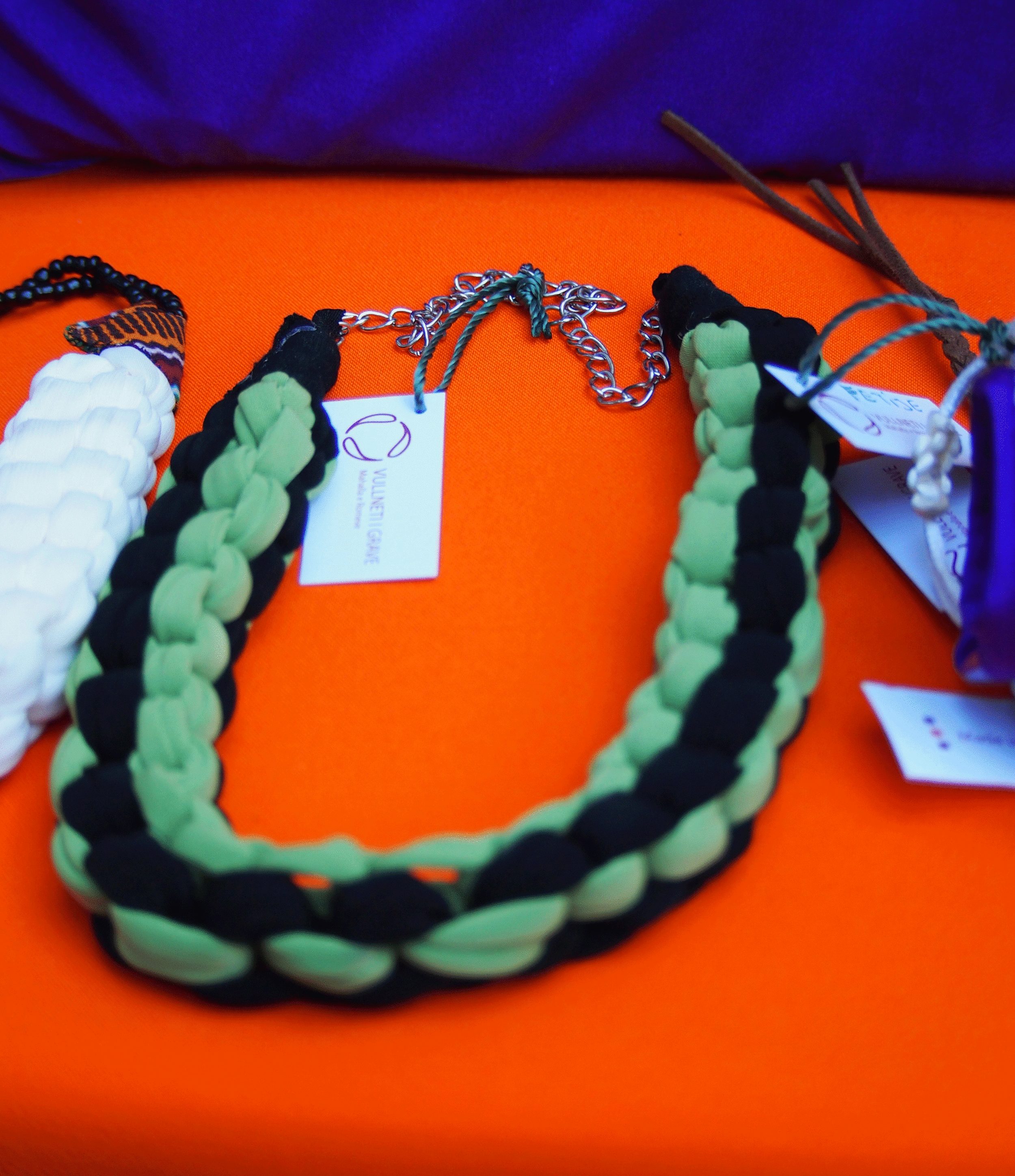 Neckles made from recycled plastic bags