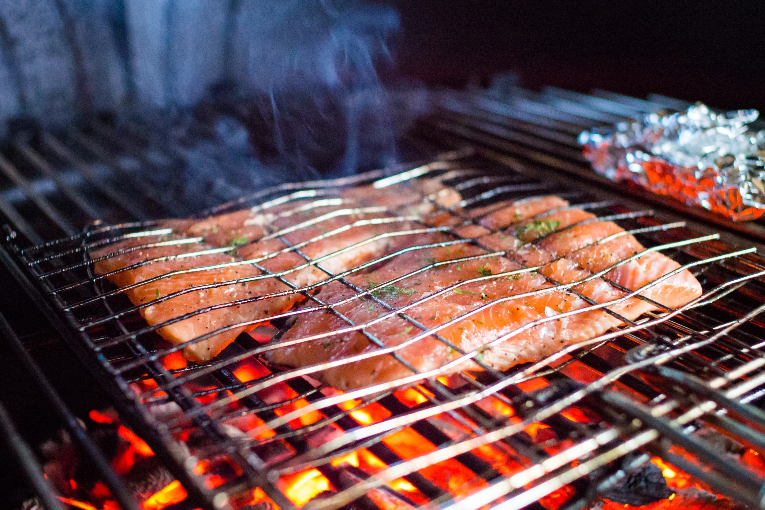 Barbecued salmon.