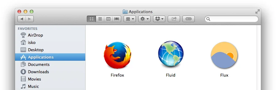 Fluid installed in Applications folder