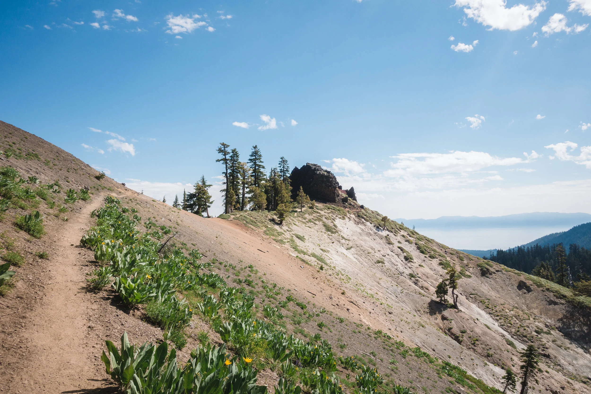 Hiking along a ridgeline.
