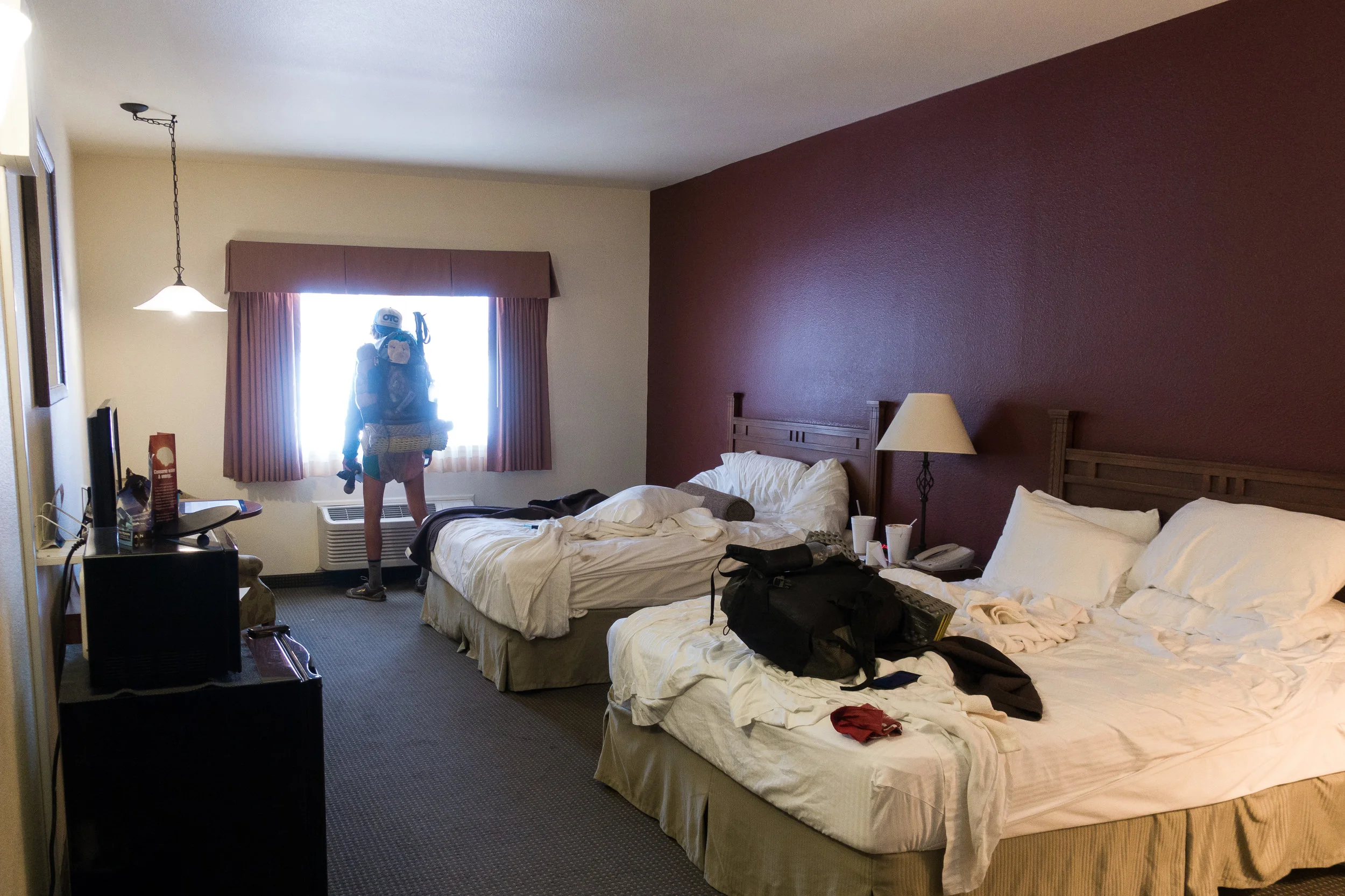 Leaving the room.