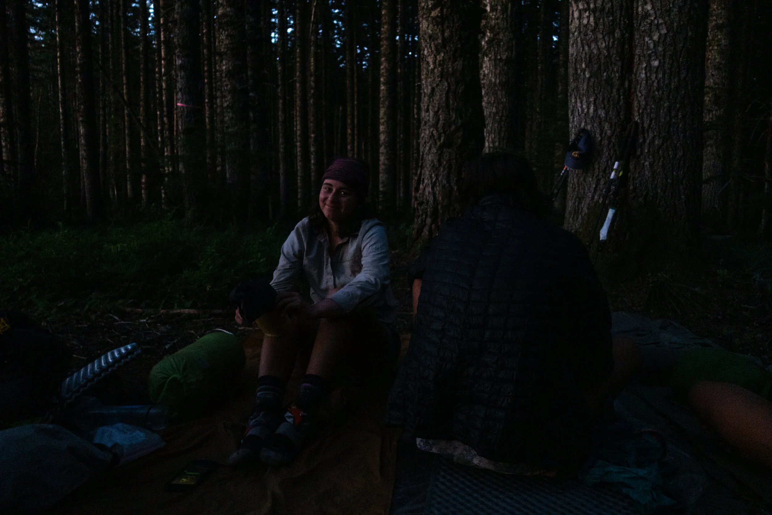 Our little pile on the trail.