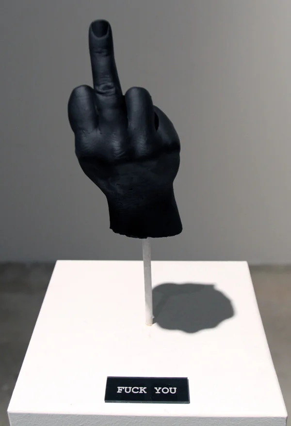 Fuck You | Plaster Cast of Artist's Hand | Part of "Fuck Yeah" Sculpture Series