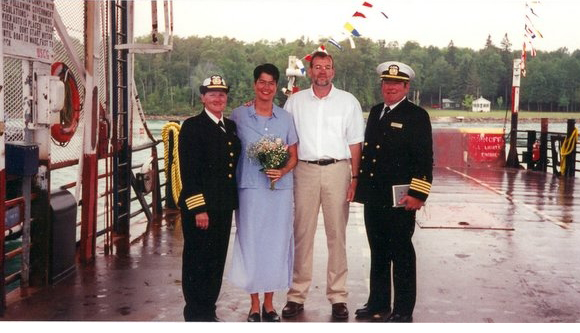  My
husband and I were married by the captain of the ferry boat that connects
Neebish Island, MI with the mainland. 