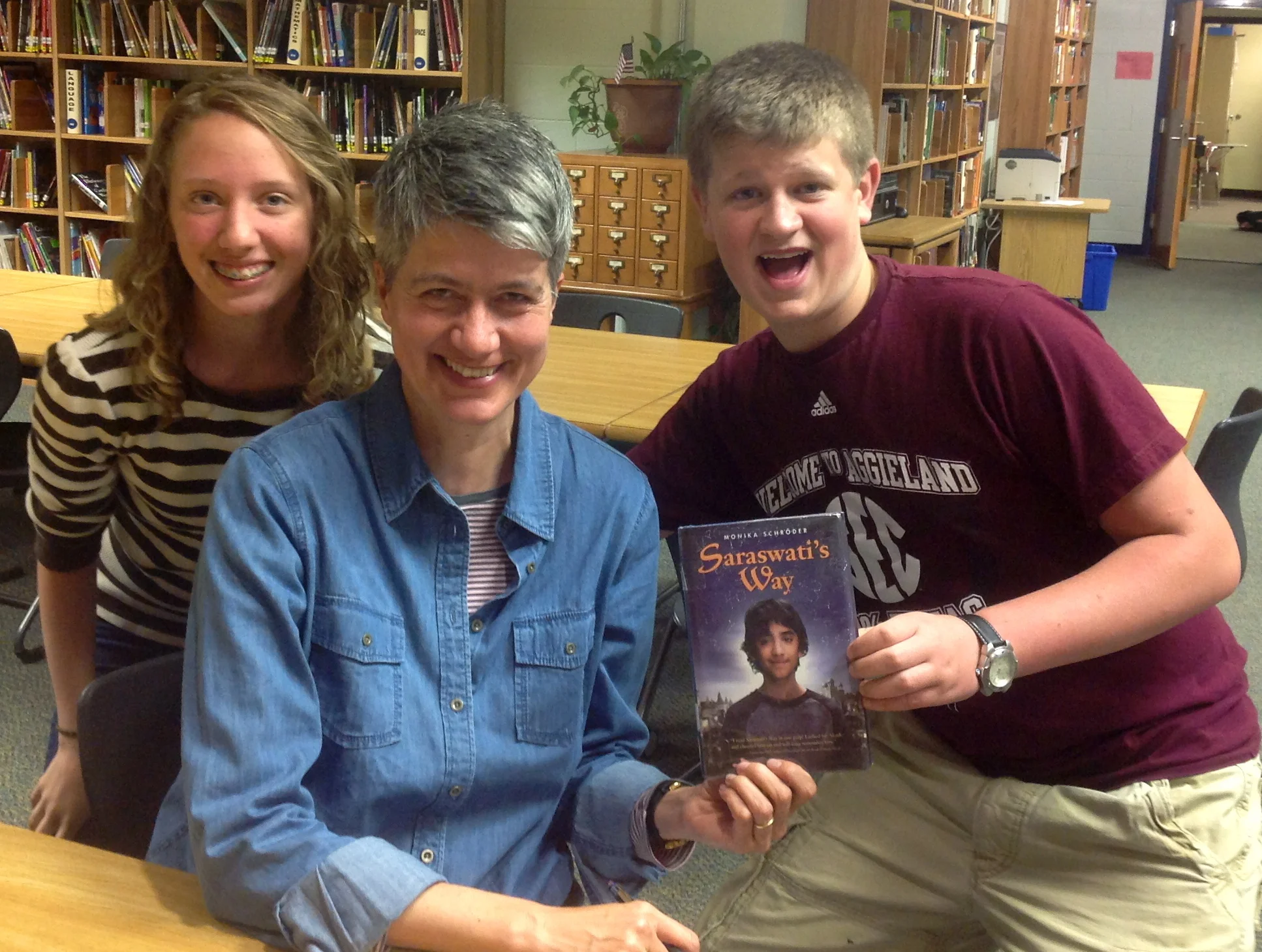 With two enthusiastic readers at Rugby Middle.
