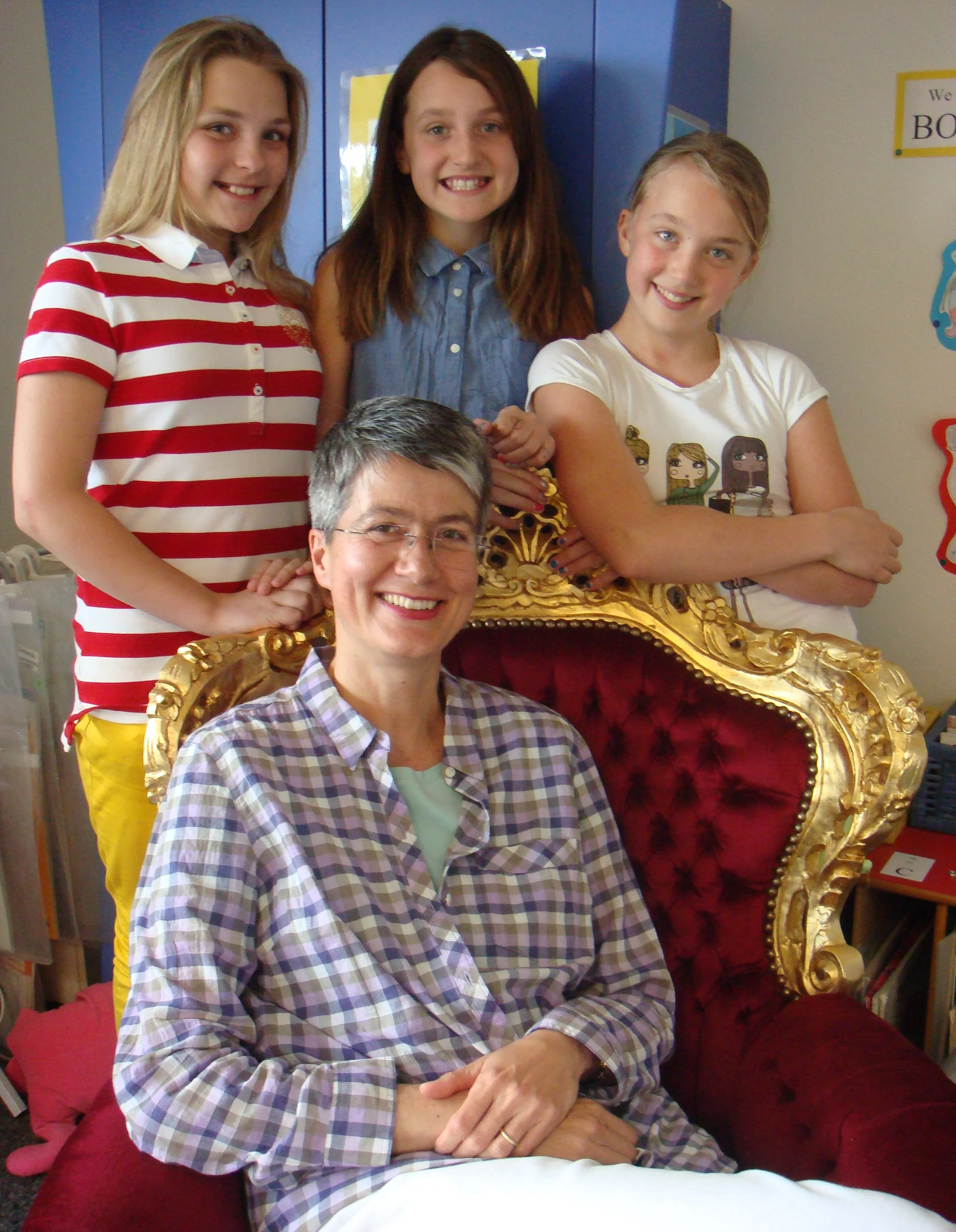 I had a wonderful visit with fifth graders at the International School in Stuttgart, Germany. Thank you, Betty Turpin, for letting me sit in that royal chair!