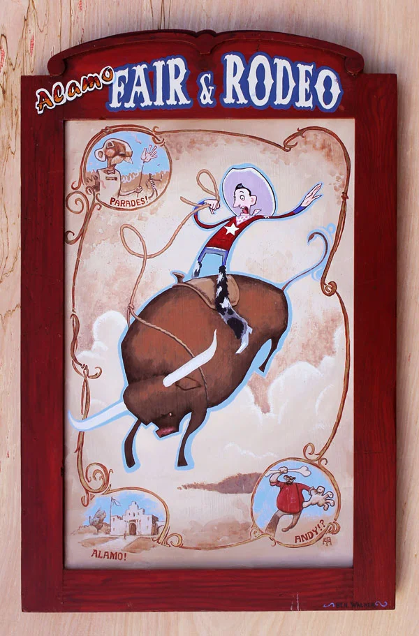 Alamo Fair &amp; Rodeo, acrylic on wood panel