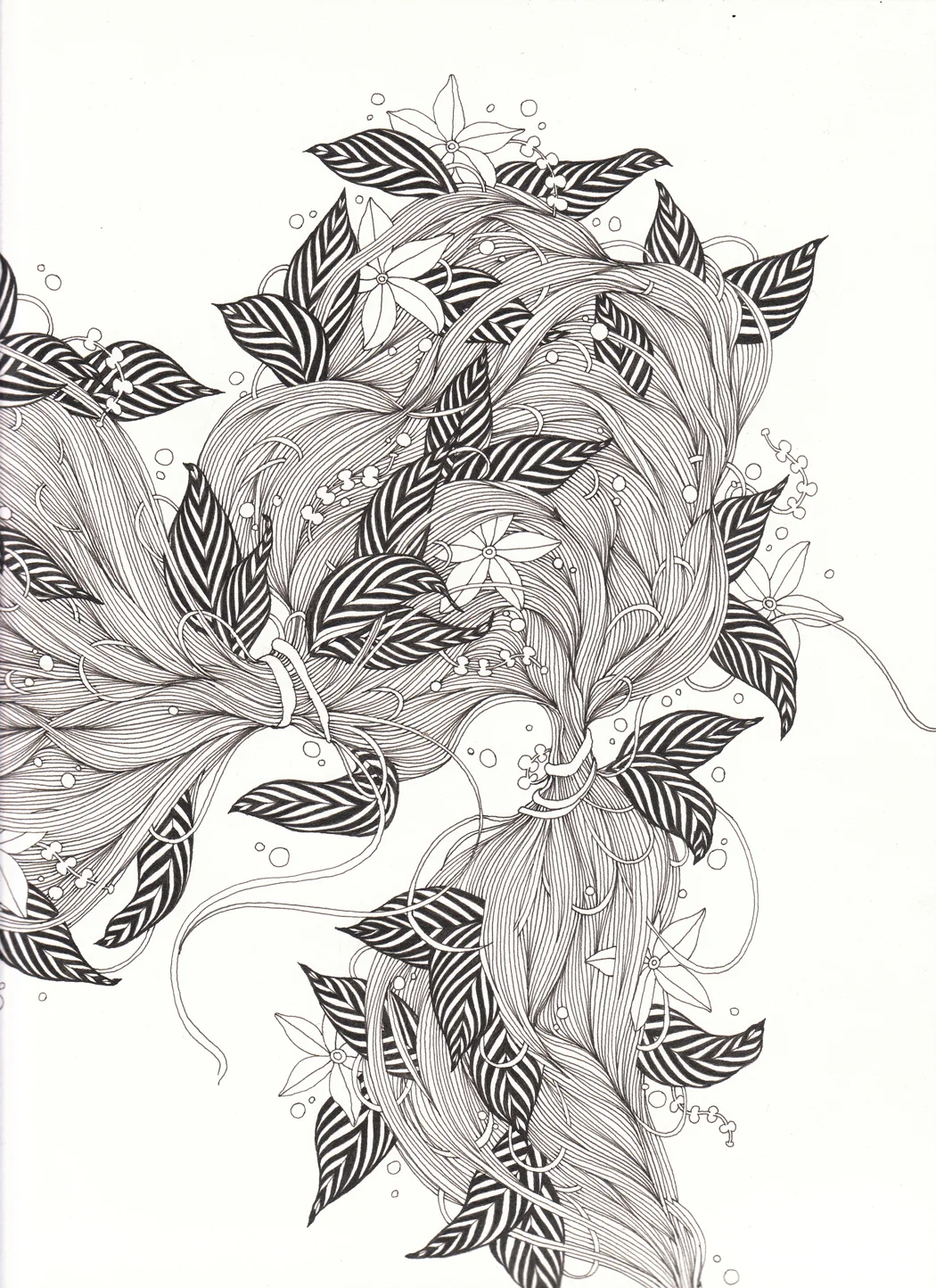 Hair I, 9" X 12", ink on paper, 2011 SOLD
