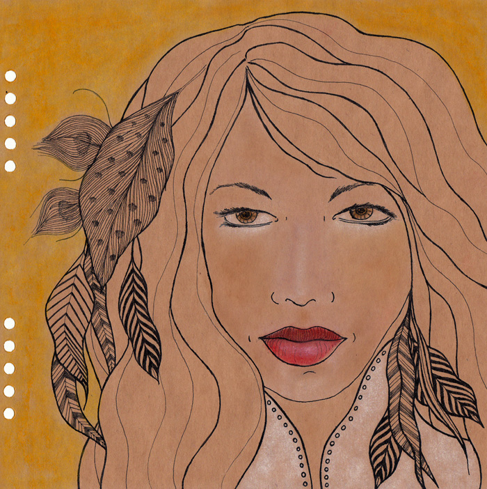 Gold, 8" X 8", ink and pastel on paper, 2009