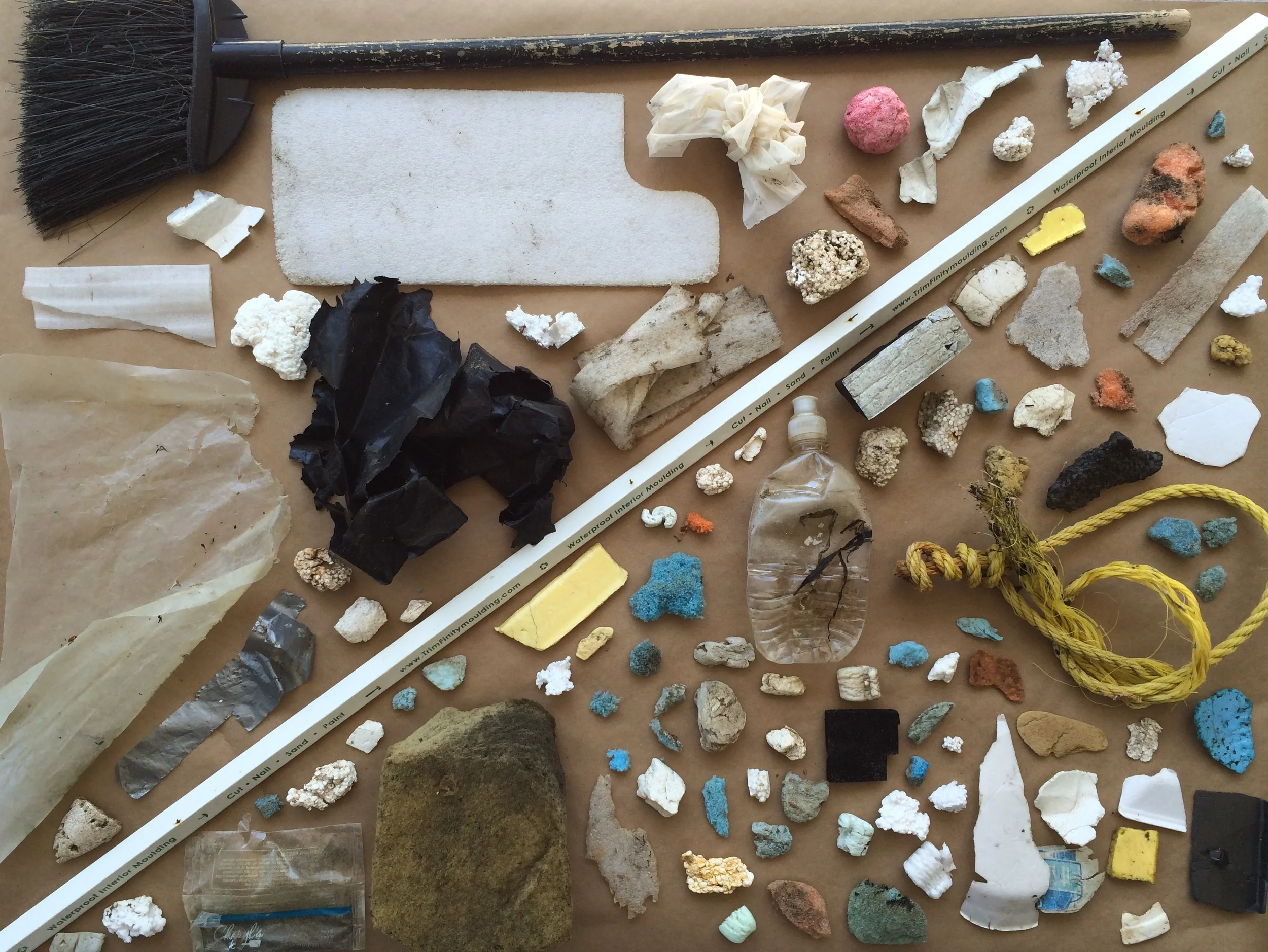 mostly styrofoam and a piece of plastic quarter round