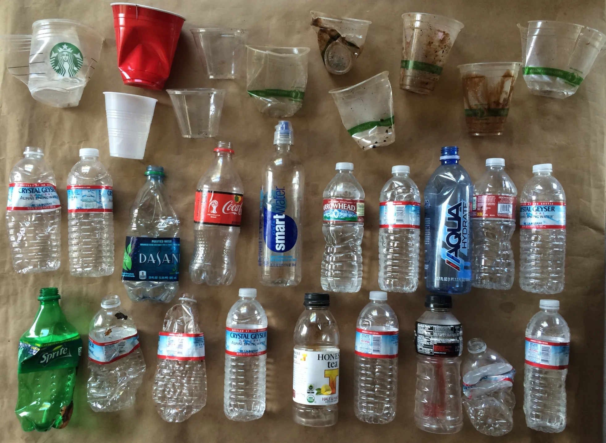 these were the water bottles (some of them we're almost full of water, that got me thinking about fresh water trapped in landfills)