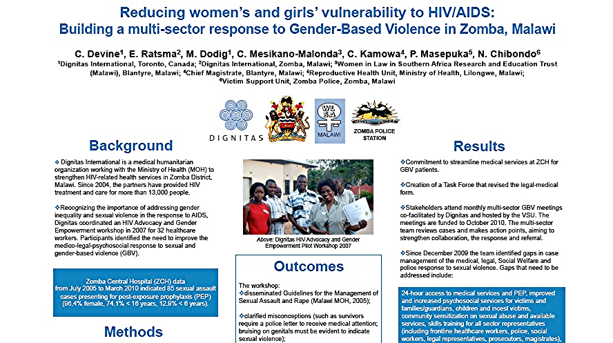 Reducing women's and girls' vulnerability to HIV/AIDS: Building a multi-sector response to Gender Based Violence in Malawi, International AIDS Conference, Vienna, 2010