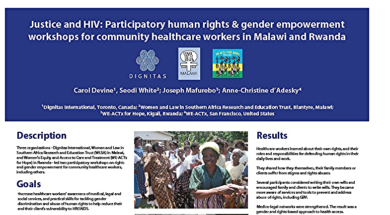 Justice and HIV: Participatory human rights & gender empowerment workshops for community healthcare workers in Malawi and Rwanda, International AIDS Conference, Mexico 2008