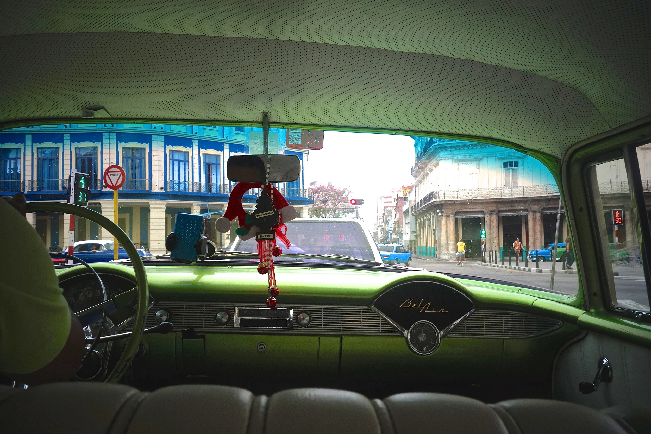  View from the back seat of our lime green Chevy Bel Air, we drove through the neighborhoods of Havana. 