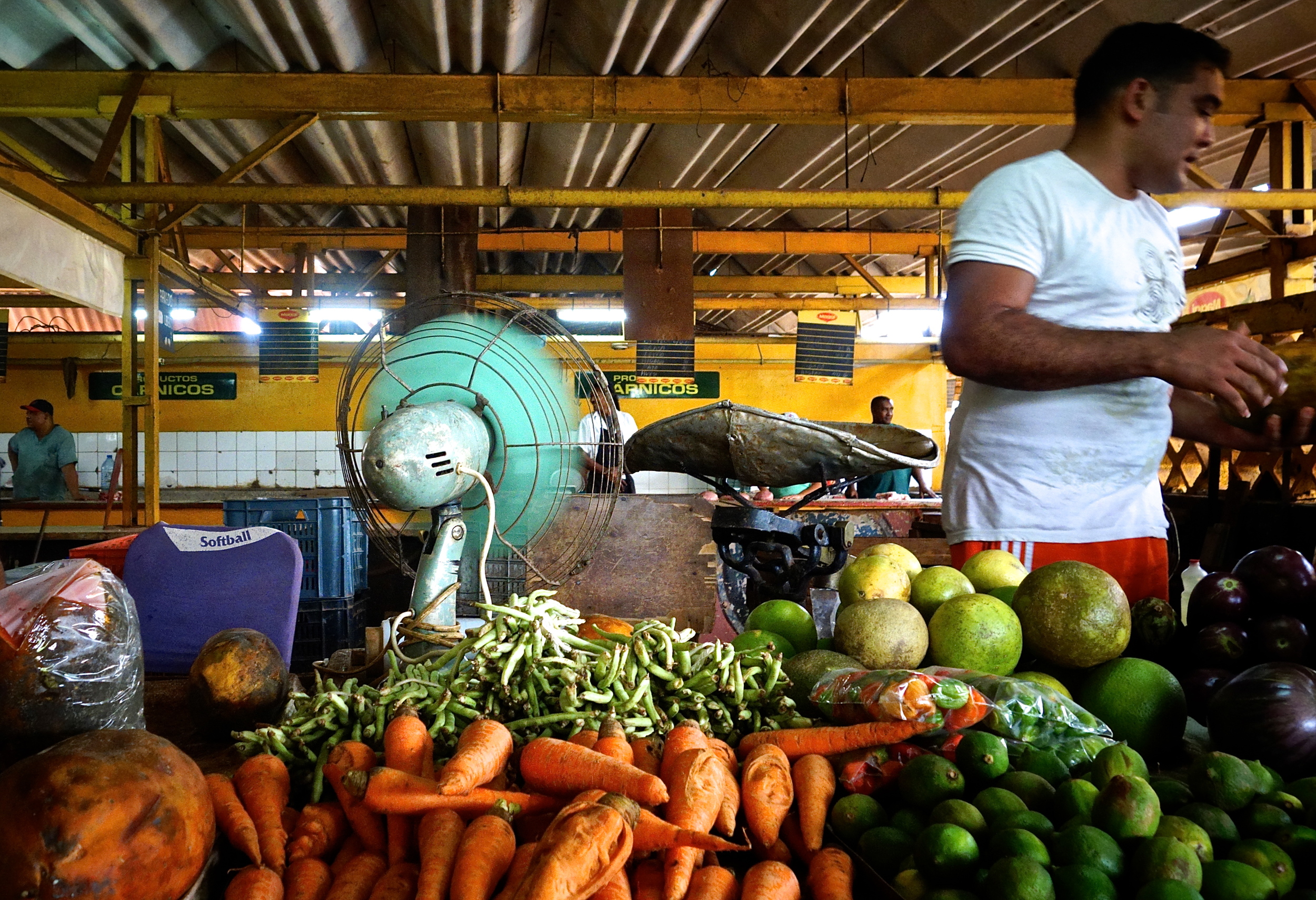  We stopped at a local marketplace where you could buy fresh produce and meats. This turquoise 1950s fan would be an exciting find at an antique mall back home. 
