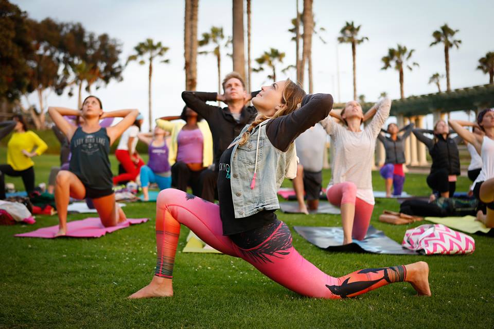Yoga instructor and life coach Mary Beth LaRue takes one of her Rock Your Bliss workshops outdoors to breathe in the ocean air. ( Photo by Patricia Pena )