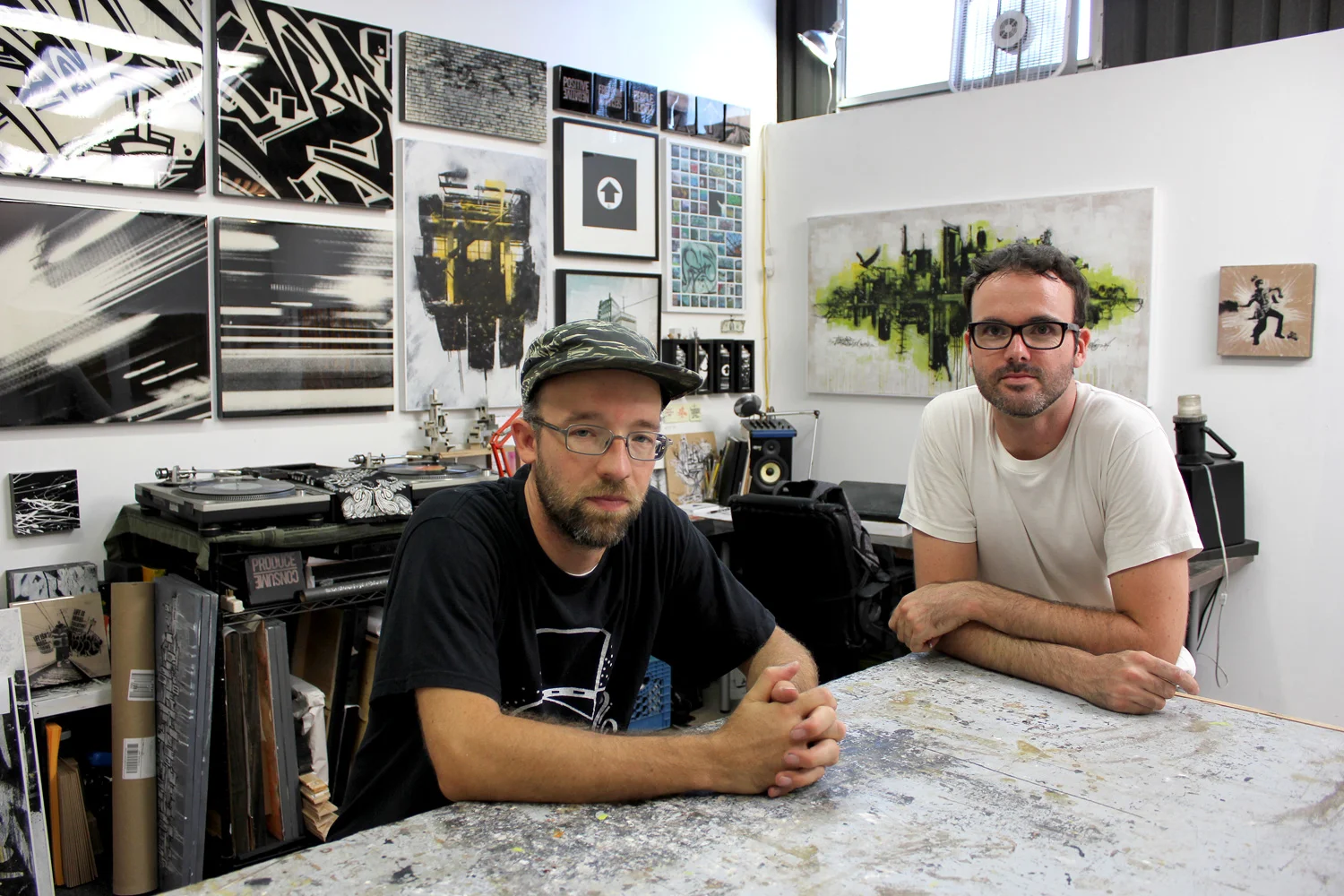  Bisco Smith and Dfalt, friends who met more than 14 years ago in New York, work together in their studio loft above WNDO.&nbsp; 