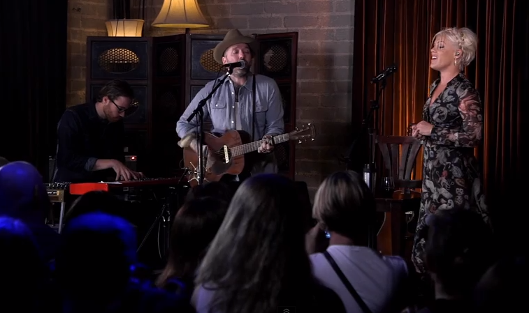 Alecia Moore (Pink) and Dallas Green (City and Colour) perform their new album "Rose Ave" at the Thom Thom Club in Santa Monica.