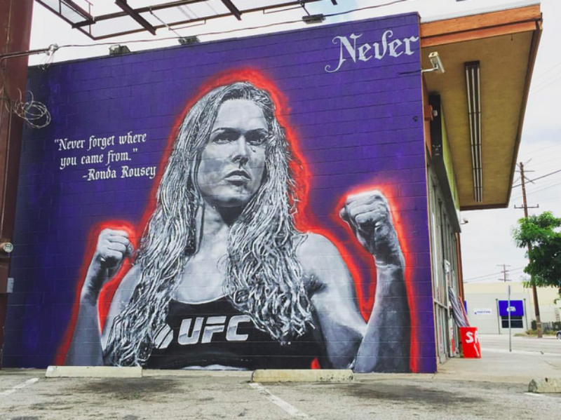 Ronda Rousey mural by local artist Jonas Never at Lincoln Blvd. and Sunset Ave. ( Photo by Impermanent Art . )