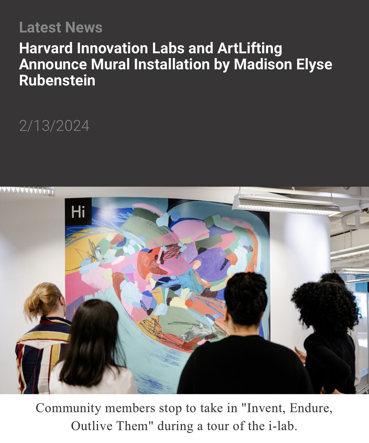 I&rsquo;m an Ivy League gal now! 

Just kidding! However, a reproduction of my painting &ldquo;Invent, Endure, Outlive Them&rdquo; is now a permanent mural at @harvardinnovationlabs. A huge thank you to @artlifting for this partnership and lifting up