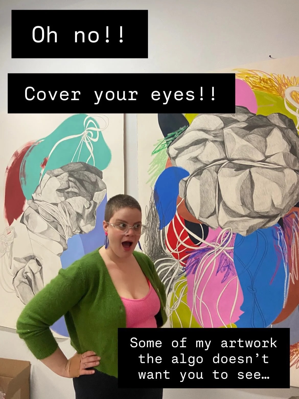 Are you shook???? 😂🙄 I can&rsquo;t say I&rsquo;m thrilled that I have to put silly emojis over my art, but now that meta automates their flagging, I just don&rsquo;t know another way to show my art. Please help by copying and sharing the link to th