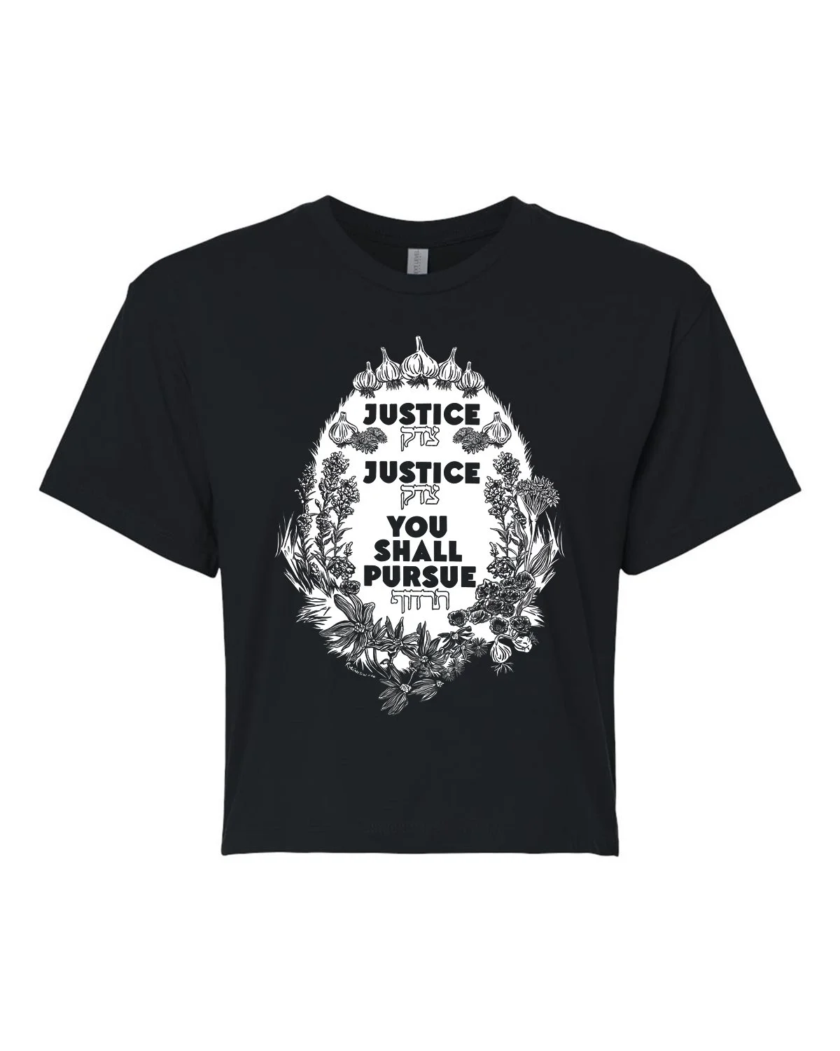*PREORDER* “Justice Justice You Shall Pursue" cropped t-shirt in black