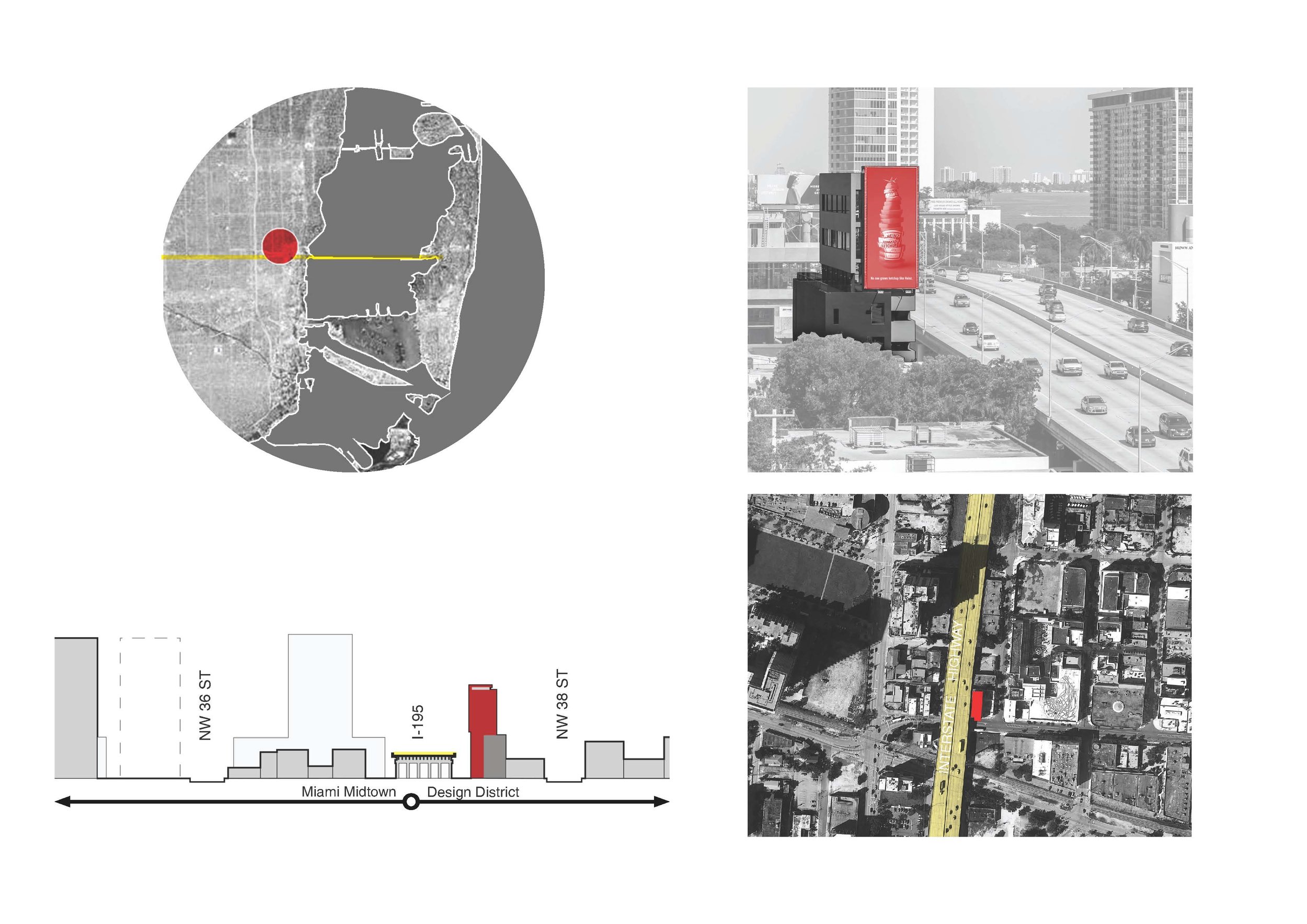  ASTRIDE TWO DISTRICTS: Sited on a very narrow lot immediately adjacent to I95, the project is located astride two resurgent districts. To the north, the Design District, a low scale retail district, has been experiencing a slow renaissance since 200