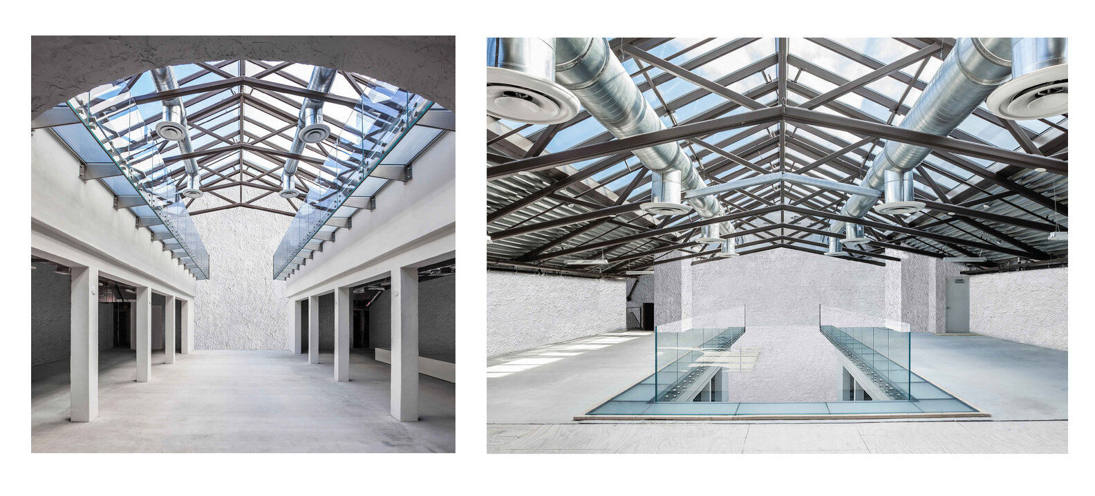  Installed over the historic patio,  the skylight structure spans the   the entire width of the building’s 50-foot lot.  