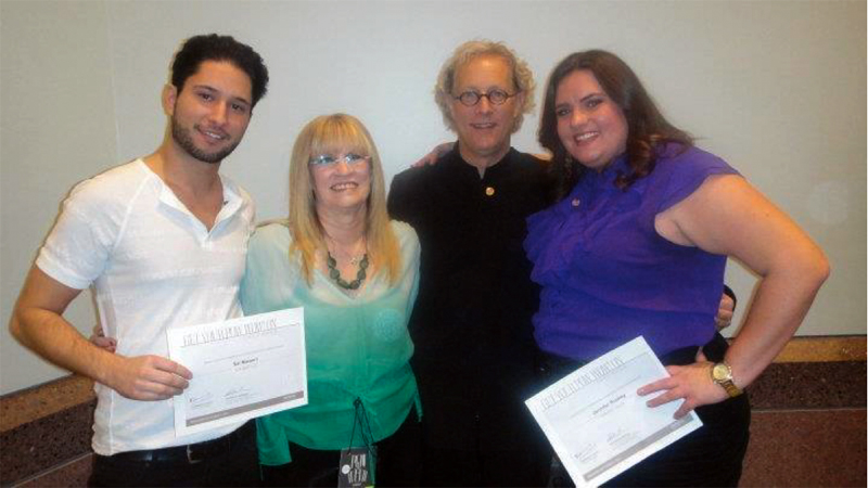 Jen & Sal Won Best Hair Color and Hair Cutting at Aveda International Congress Festival 2011 pictured with Nancy & Ed Brown