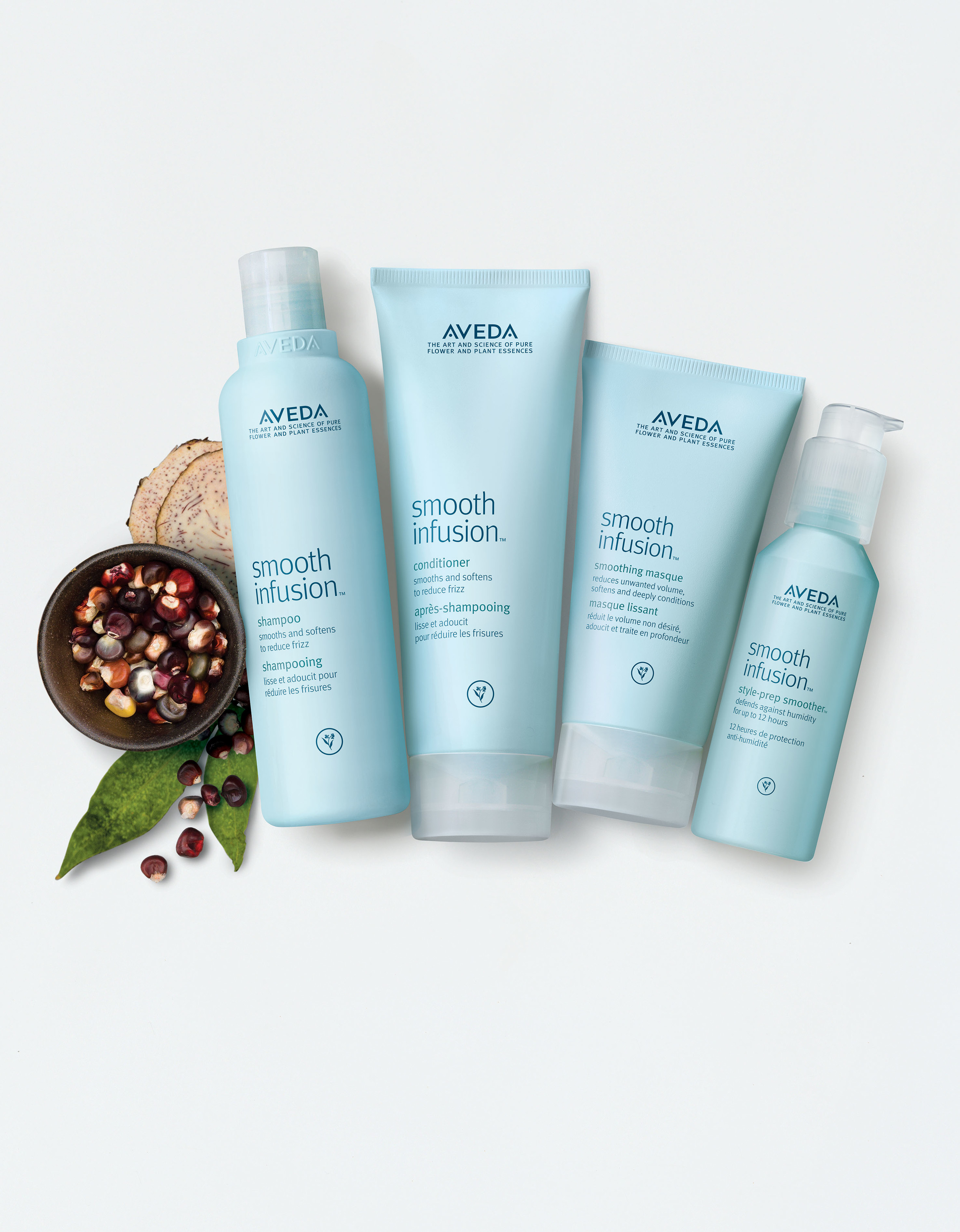 Nurture hair with smoothing formulas of botanical nourishment, including the NEW smoothing masque.