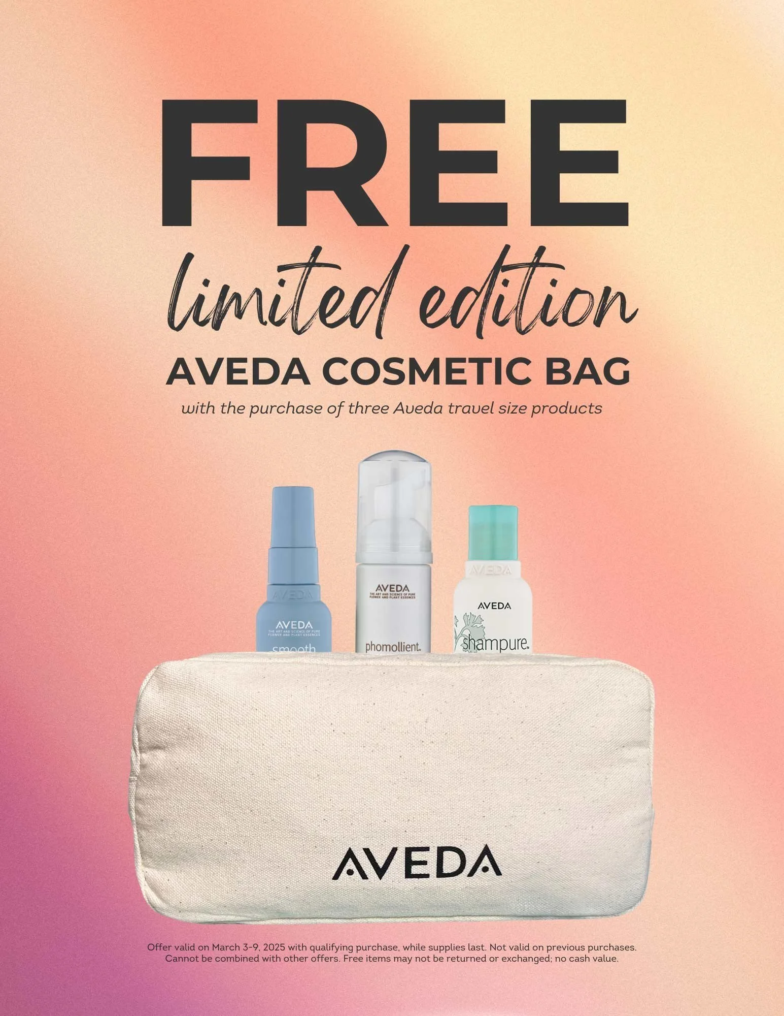 Limited-Time Aveda Gift: FREE Cosmetic Bag with Purchase!