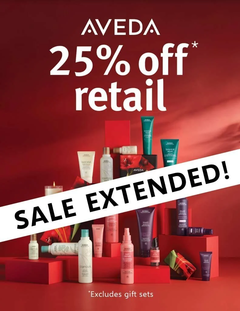 Sale Extended! 25% off Aveda Retail