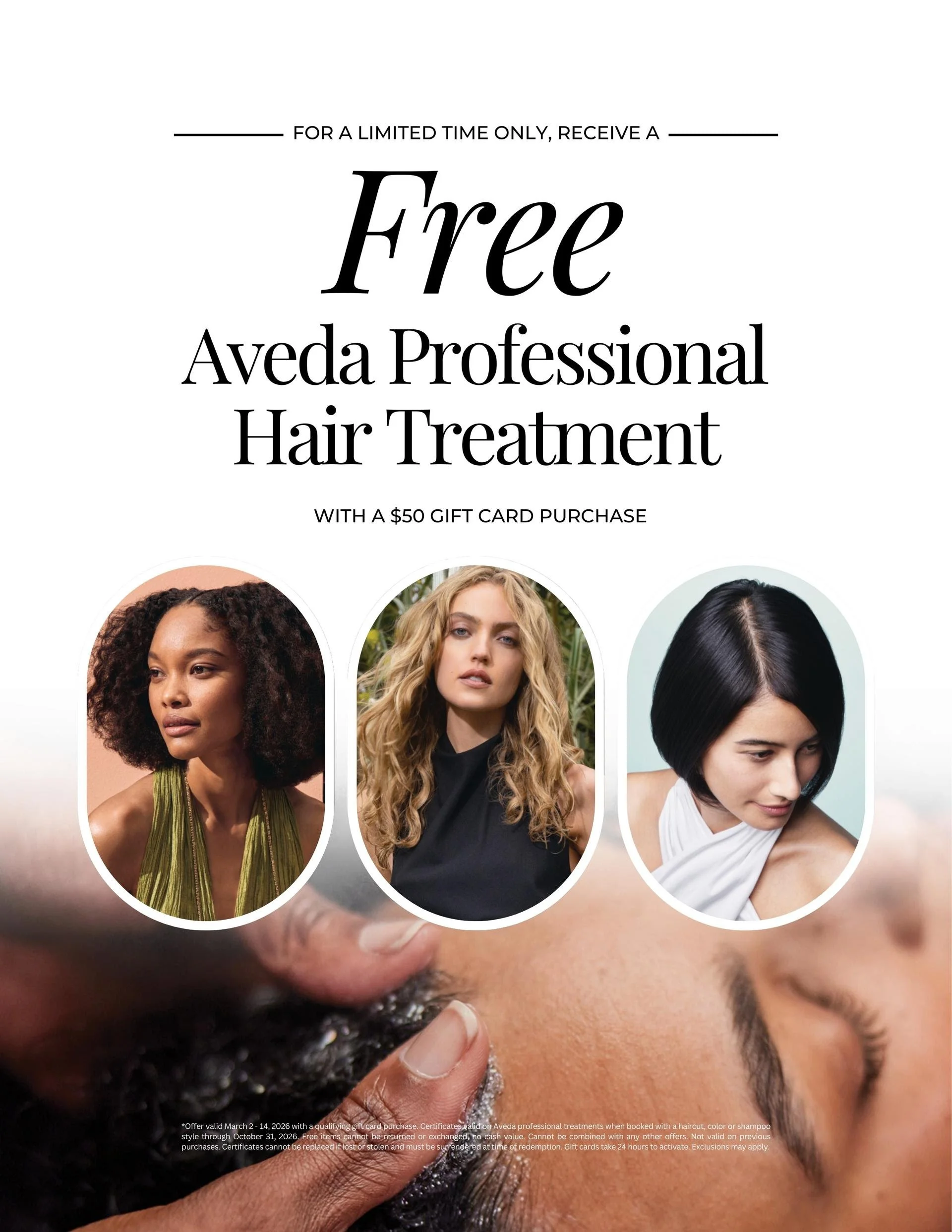 Unlock Luxurious Hair Care: Free Aveda Professional Hair Treatment with $50 Gift Card Purchase!