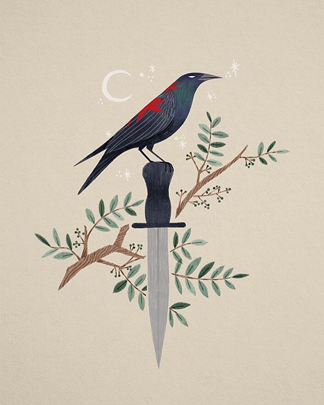 Je pr&eacute;pare une petite s&eacute;rie sur le th&egrave;me enqu&ecirc;te, meurtre et myst&egrave;re ! 🌙 .
.
.
.
#illustrationparade #artistsoninstagram #illustrationofinstagram #illustrationartworks #doodle #illustrationoftheday #bird #knife #boo