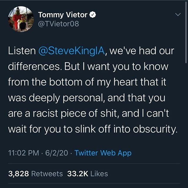 Bye @stevekingia . One less white supremacist in power, one small win for America. Let&rsquo;s keep it going and #votethemout2020 ! .
.
.
.
.
#progressiverevolution #dsa #voteprogressive #vote2020